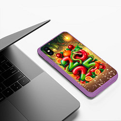 Чехол iPhone XS Max матовый Змеи к нам приходят, цвет: 3D-фиолетовый — фото 2