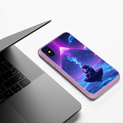 Чехол iPhone XS Max матовый Капибара в лодке, цвет: 3D-сиреневый — фото 2