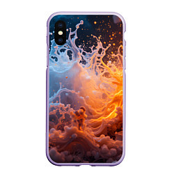 Чехол iPhone XS Max матовый Брызги воды и огня