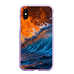 Чехол iPhone XS Max матовый Волна и огонь, цвет: 3D-сиреневый