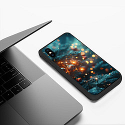 Чехол iPhone XS Max матовый Елочные шары и боке, цвет: 3D-черный — фото 2