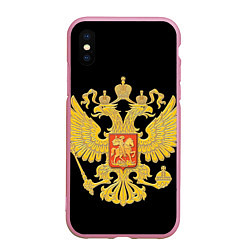 Чехол iPhone XS Max матовый Герб России: золото