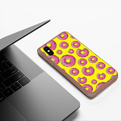 Чехол iPhone XS Max матовый Пончики Гомера, цвет: 3D-коричневый — фото 2