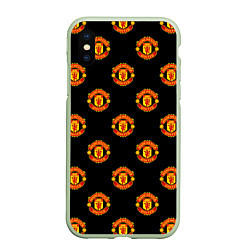 Чехол iPhone XS Max матовый Manchester United Pattern, цвет: 3D-салатовый