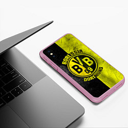 Чехол iPhone XS Max матовый Borussia Dortmund, цвет: 3D-розовый — фото 2