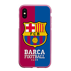 Чехол iPhone XS Max матовый Barca Football, цвет: 3D-малиновый