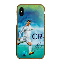 Чехол iPhone XS Max матовый CR Ronaldo, цвет: 3D-коричневый