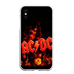 Чехол iPhone XS Max матовый AC/DC Flame, цвет: 3D-белый