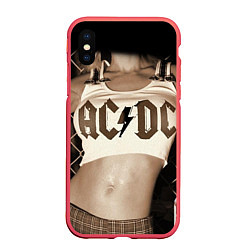 Чехол iPhone XS Max матовый AC/DC Girl, цвет: 3D-красный