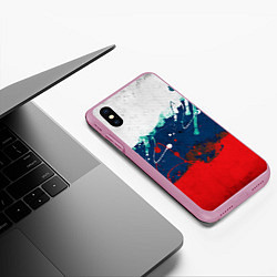 Чехол iPhone XS Max матовый Триколор РФ, цвет: 3D-розовый — фото 2