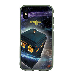 Чехол iPhone XS Max матовый Police Box, цвет: 3D-темно-зеленый