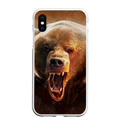 Чехол iPhone XS Max матовый Рык медведя