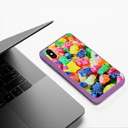 Чехол iPhone XS Max матовый Мармеладные мишки, цвет: 3D-фиолетовый — фото 2