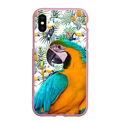 Чехол iPhone XS Max матовый Летний попугай
