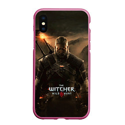 Чехол iPhone XS Max матовый Wild hunt, цвет: 3D-малиновый