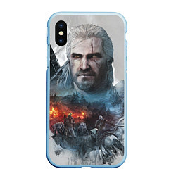 Чехол iPhone XS Max матовый Witcher, цвет: 3D-голубой