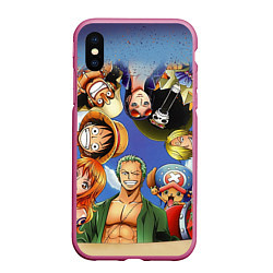 Чехол iPhone XS Max матовый One Piece, цвет: 3D-малиновый