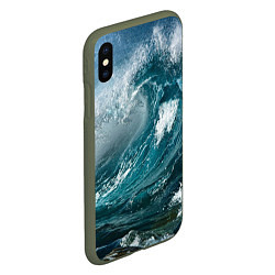 Чехол iPhone XS Max матовый Волна, цвет: 3D-темно-зеленый — фото 2