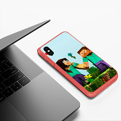 Чехол iPhone XS Max матовый Minecraft Stories, цвет: 3D-красный — фото 2
