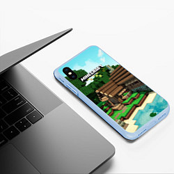 Чехол iPhone XS Max матовый Minecraft House, цвет: 3D-голубой — фото 2