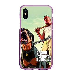 Чехол iPhone XS Max матовый GTA 5: Franklin Clinton, цвет: 3D-фиолетовый