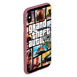 Чехол iPhone XS Max матовый GTA 5: City Stories, цвет: 3D-малиновый — фото 2