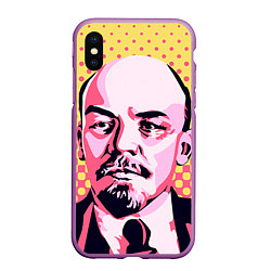 Чехол iPhone XS Max матовый Ленин: поп-арт, цвет: 3D-фиолетовый
