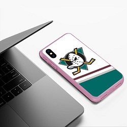 Чехол iPhone XS Max матовый Anaheim Ducks Selanne, цвет: 3D-розовый — фото 2