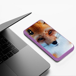 Чехол iPhone XS Max матовый Взгляд лисы, цвет: 3D-фиолетовый — фото 2
