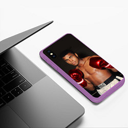 Чехол iPhone XS Max матовый Мухаммед Али, цвет: 3D-фиолетовый — фото 2