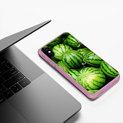Чехол iPhone XS Max матовый Арбузы, цвет: 3D-розовый — фото 2