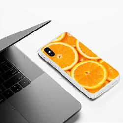 Чехол iPhone XS Max матовый Апельсин, цвет: 3D-белый — фото 2