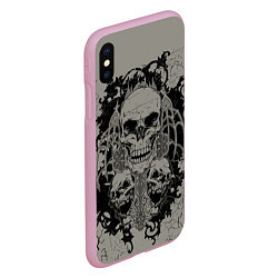 Чехол iPhone XS Max матовый Skulls, цвет: 3D-розовый — фото 2