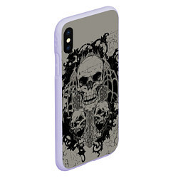 Чехол iPhone XS Max матовый Skulls, цвет: 3D-светло-сиреневый — фото 2