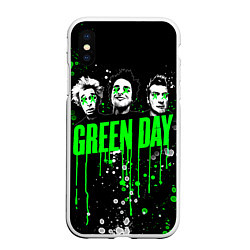 Чехол iPhone XS Max матовый Green Day: Acid Colour, цвет: 3D-белый