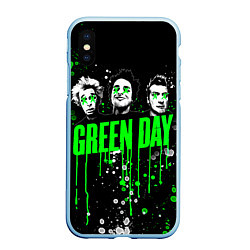 Чехол iPhone XS Max матовый Green Day: Acid Colour, цвет: 3D-голубой