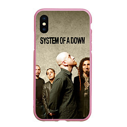 Чехол iPhone XS Max матовый System of a Down, цвет: 3D-розовый