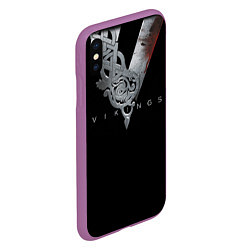Чехол iPhone XS Max матовый Vikings Emblem, цвет: 3D-фиолетовый — фото 2