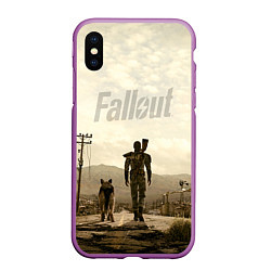 Чехол iPhone XS Max матовый Fallout City, цвет: 3D-фиолетовый