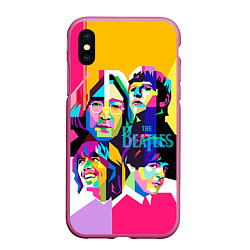 Чехол iPhone XS Max матовый The Beatles: Poly-art, цвет: 3D-малиновый