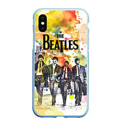 Чехол iPhone XS Max матовый The Beatles: Colour Spray, цвет: 3D-голубой