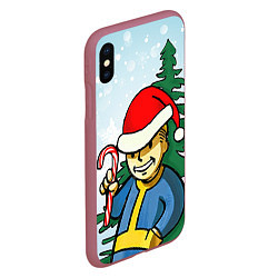 Чехол iPhone XS Max матовый Fallout Christmas, цвет: 3D-малиновый — фото 2