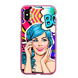 Чехол iPhone XS Max матовый Pop art, цвет: 3D-малиновый