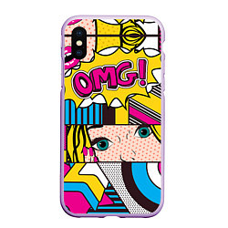 Чехол iPhone XS Max матовый POP ART, цвет: 3D-сиреневый