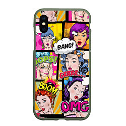 Чехол iPhone XS Max матовый POP ART, цвет: 3D-темно-зеленый