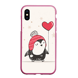 Чехол iPhone XS Max матовый Влюбленный пингвин