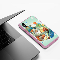 Чехол iPhone XS Max матовый Дед мороз, цвет: 3D-розовый — фото 2