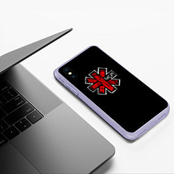 Чехол iPhone XS Max матовый RHCP Symbol, цвет: 3D-светло-сиреневый — фото 2