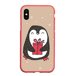 Чехол iPhone XS Max матовый Пингвин с подарком