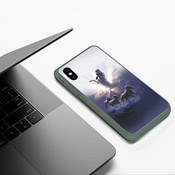 Чехол iPhone XS Max матовый Небесные лошади, цвет: 3D-темно-зеленый — фото 2